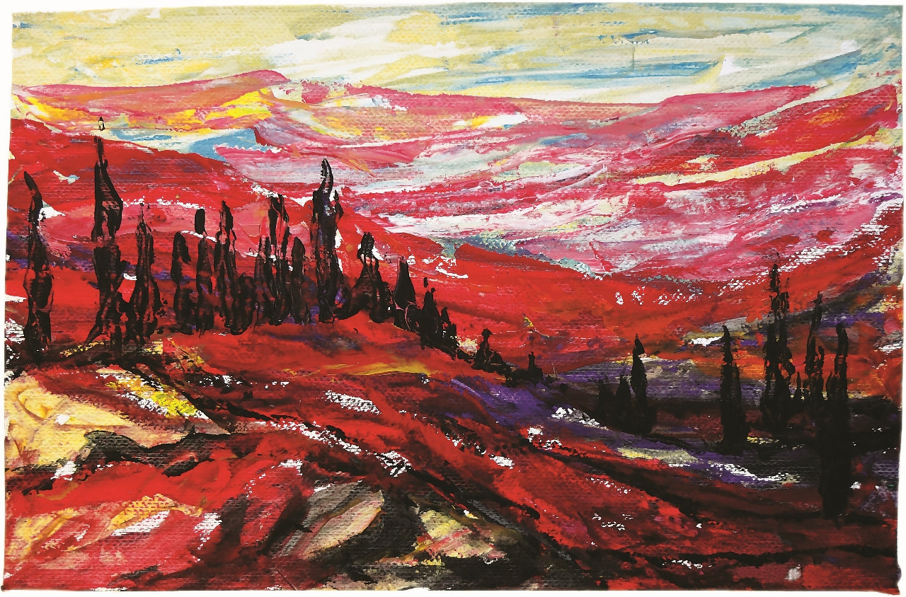 110. Blaženka Zvonković, "Die rote Landschaft", 39,5x60cm