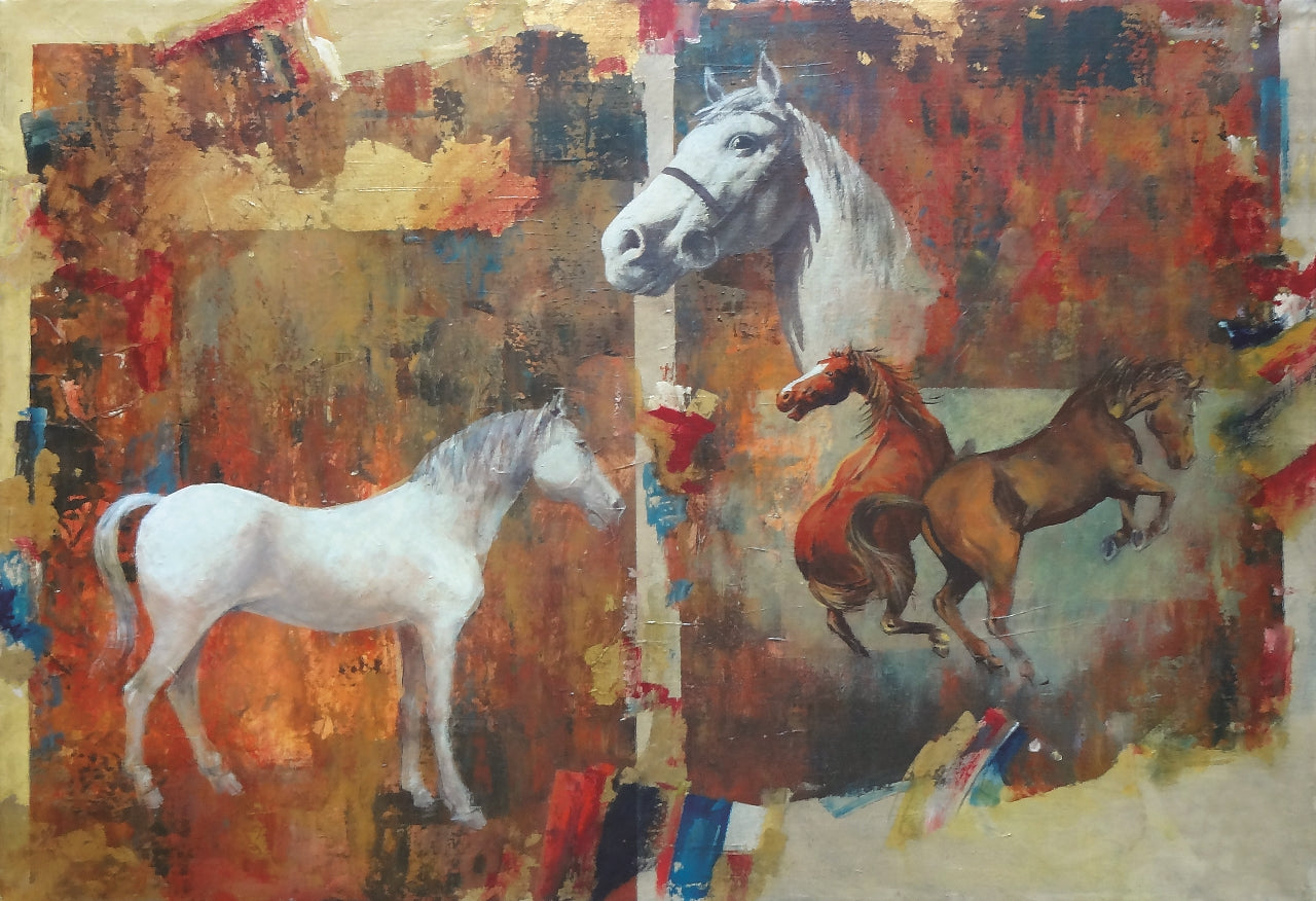 23. Mladen Legin, "Konji", 40x58,5 cm