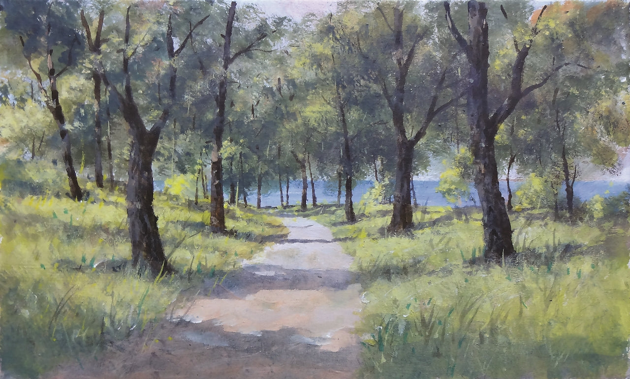 61. Mladen Legin, "Auf dem Pfad entlang zum Meer", 36,5x60 cm