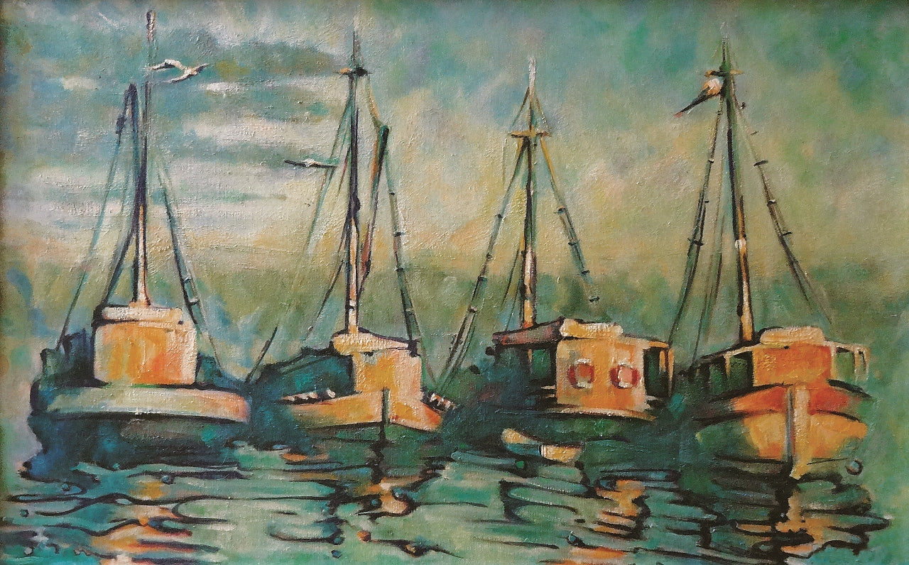 07. Stjepan Đukić Pišta, "Trawlers on the Sea", 38x60 cm