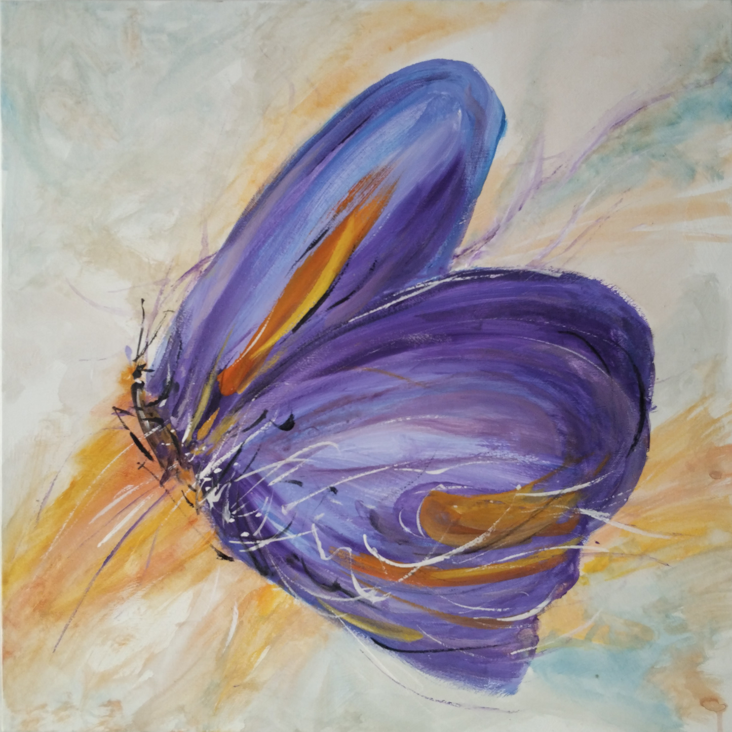 120. Mladen Legin, "Lila Schmetterling", 42x42 cm