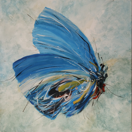 126. Mladen Legin, "Blauer Schmetterling", 42x42 cm