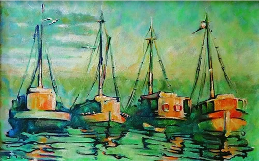 7. Stjepan Đukić Pišta, „Koćarice na moru“, 38x60 cm